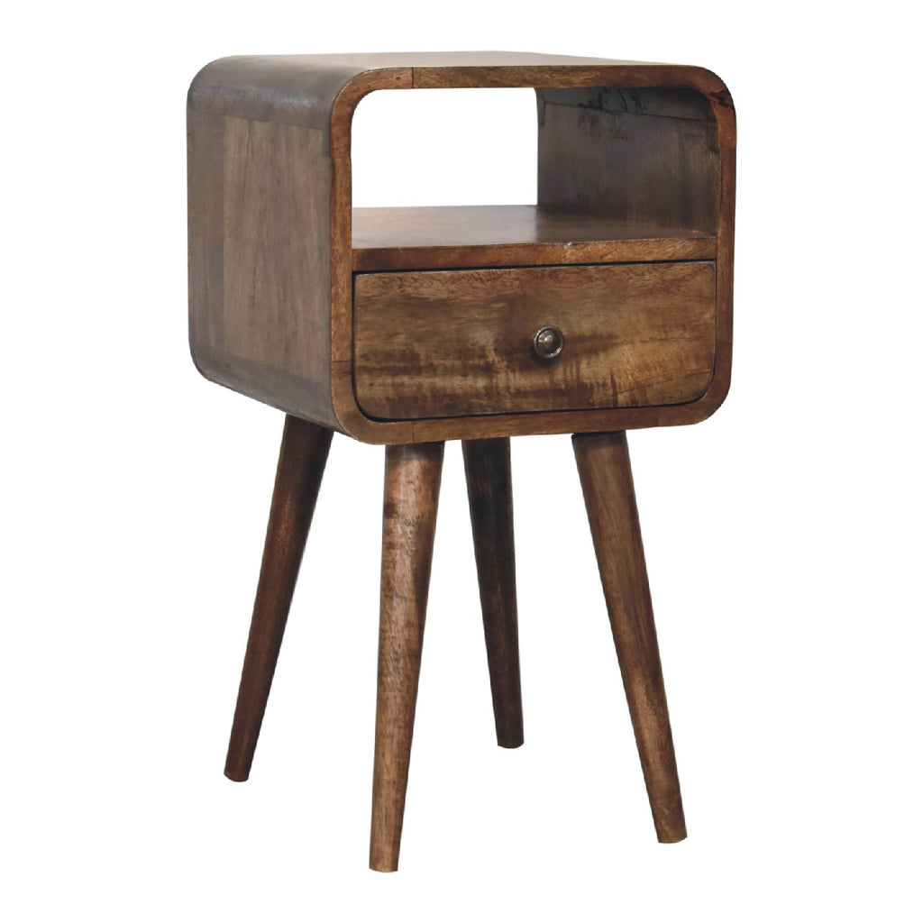 Noptieră curbată finisaj gri mini