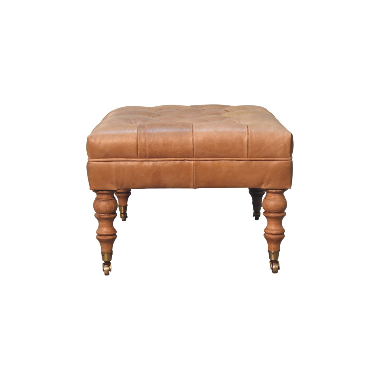Taburet din piele de bivol nuanță cognac