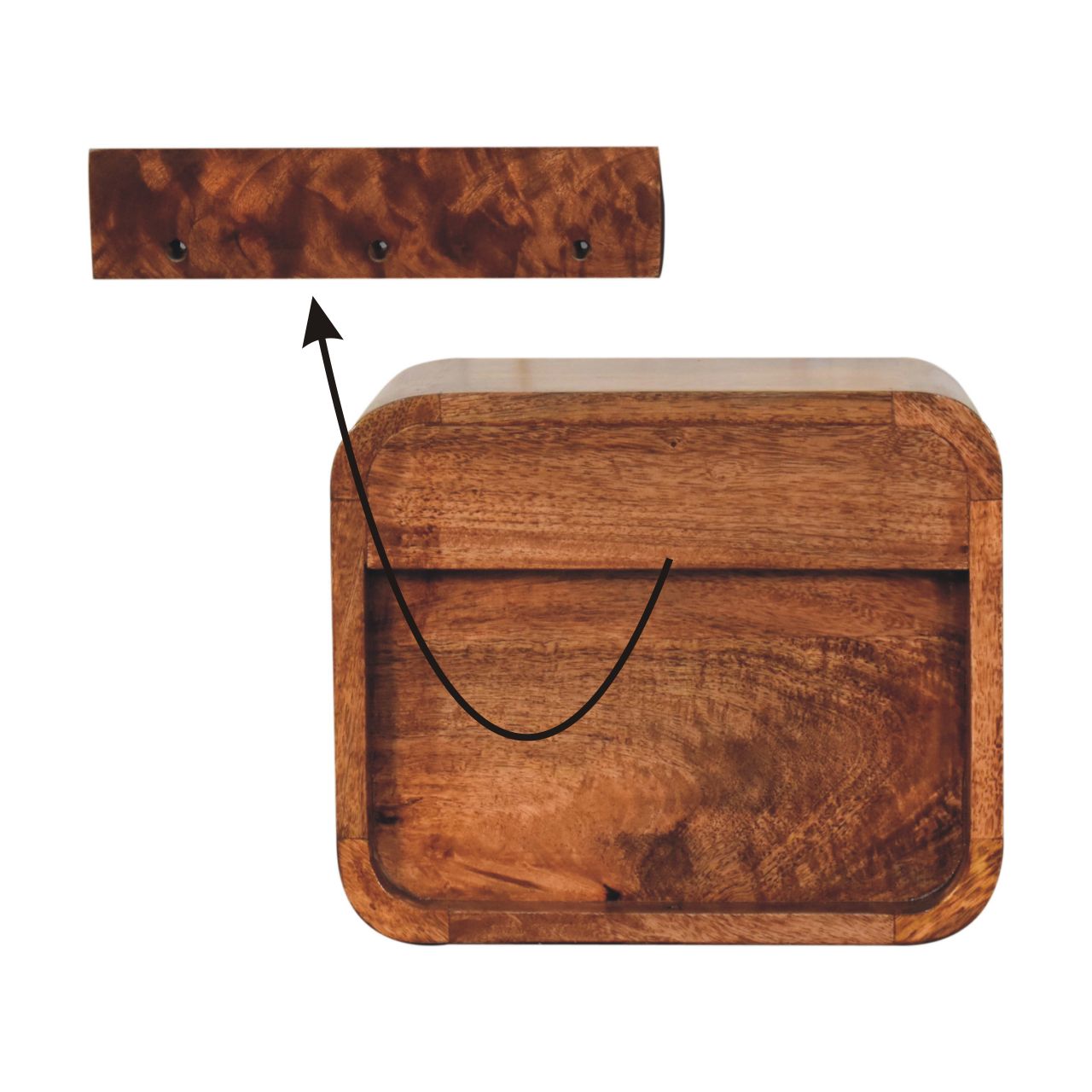 Noptieră suspendată curbată finisaj caramel mini