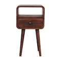 Noptieră cu nișă deschisă curbată finisaj caramel mini