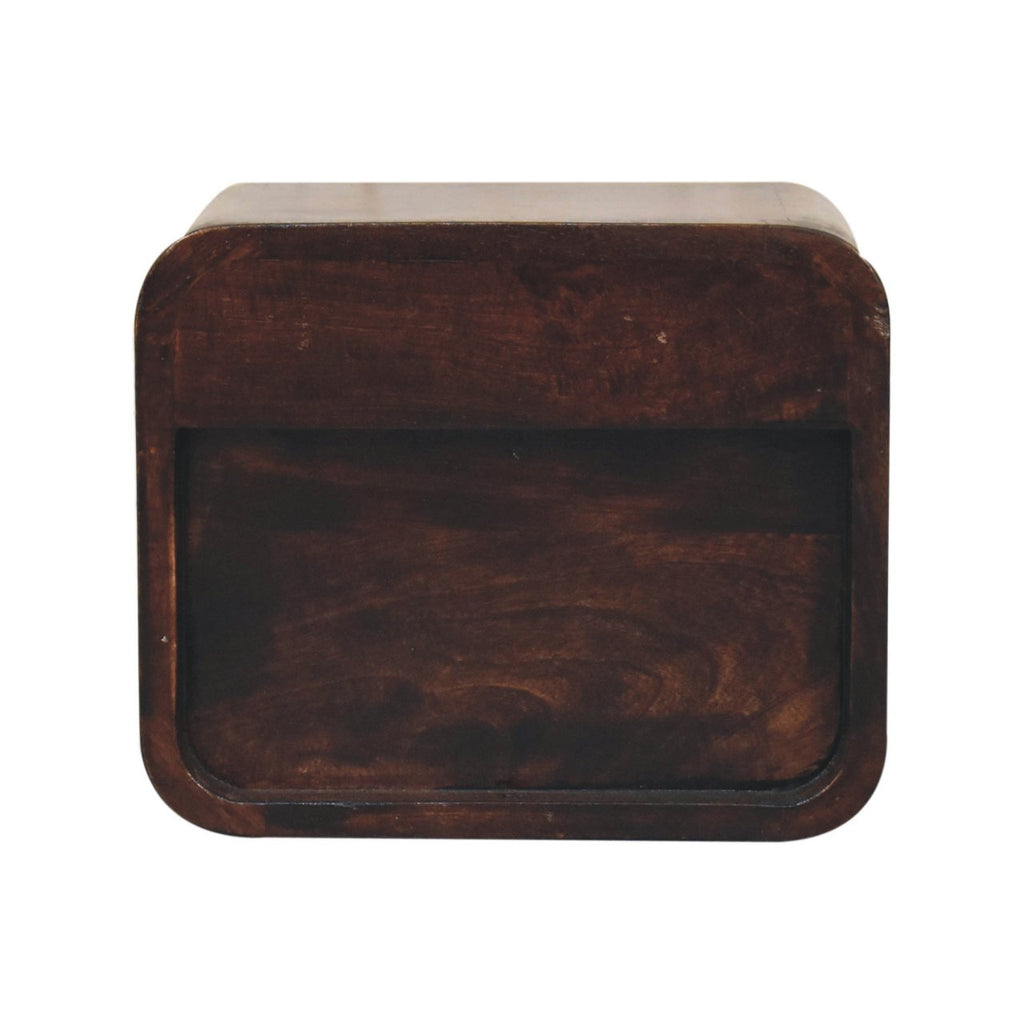 Noptieră cu nișă deschisă suspendată curbată finisaj nuc California mini