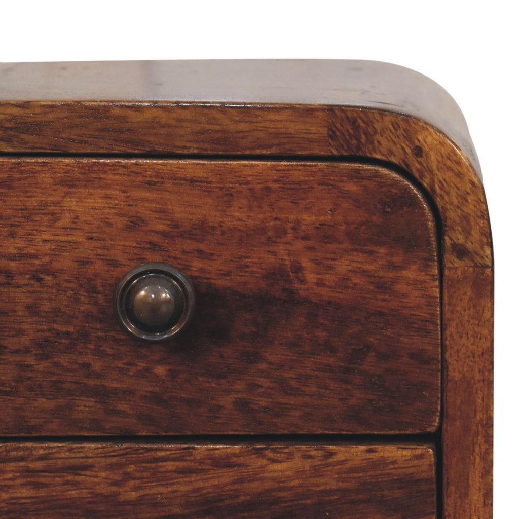 Noptieră curbată finisaj castaniu extra mini