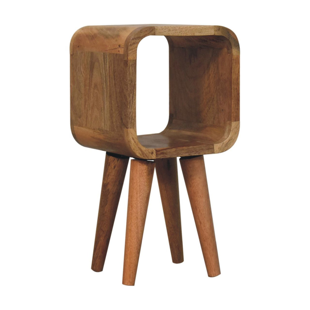 Noptieră curbată minimalistă finisaj stejar extra mini
