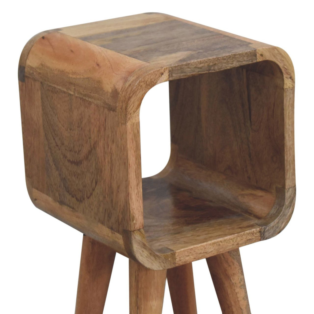 Noptieră curbată minimalistă finisaj stejar extra mini