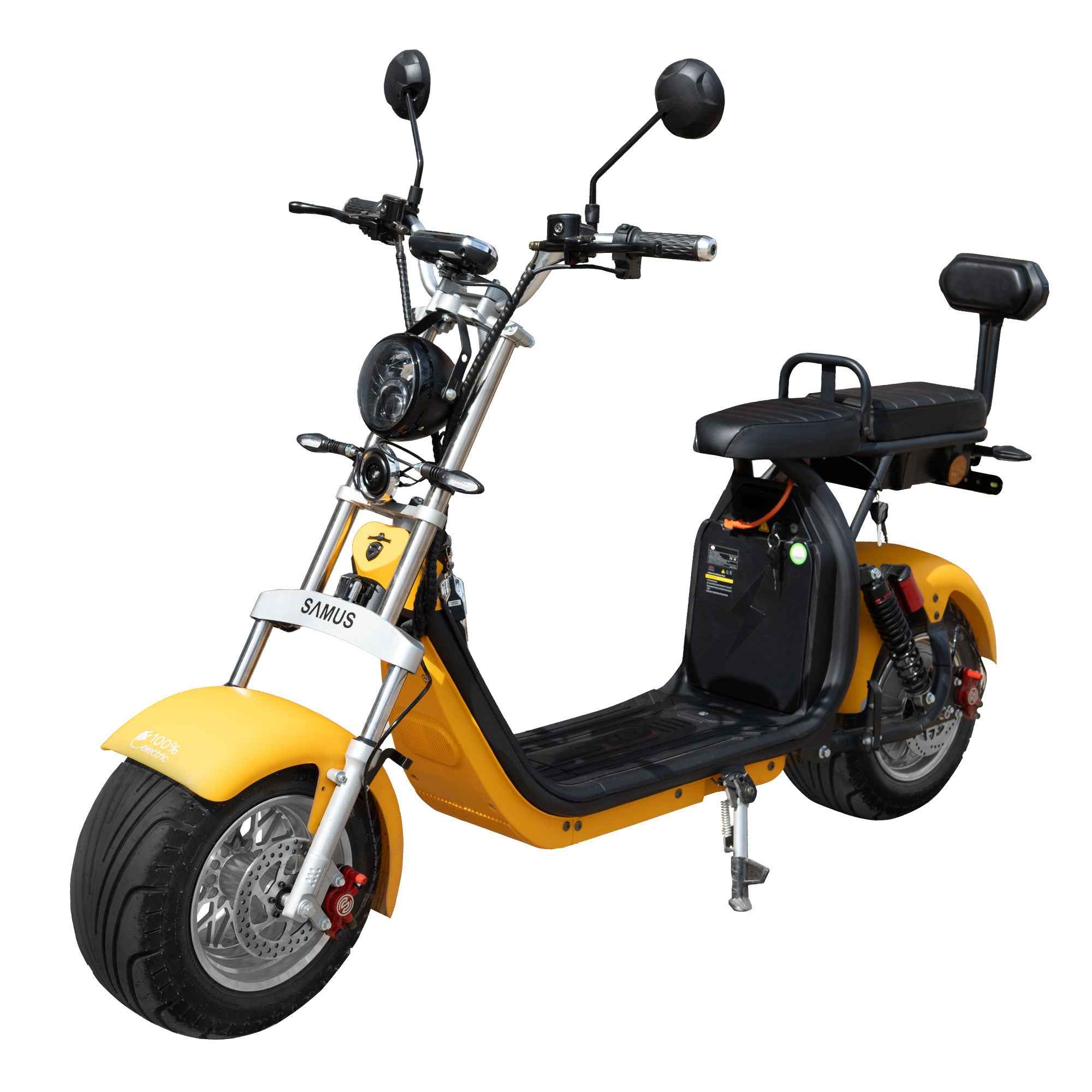 Scuter electric Samus Indiana Yellow, Red 25 km, fara permis