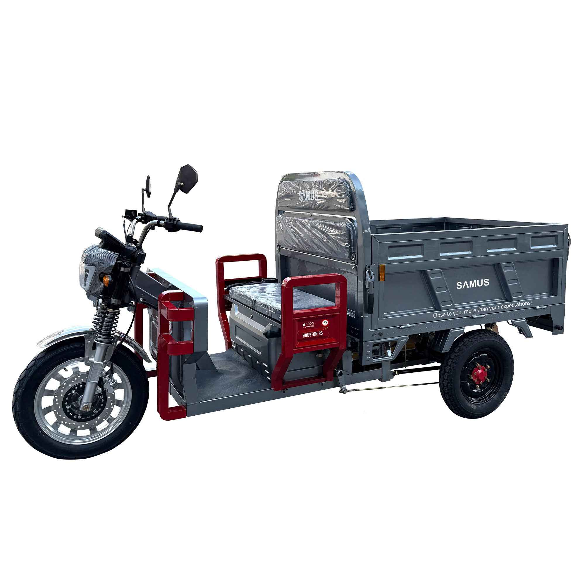 Triciclu electric cargo Samus Houston Silver, Red, Yellow Dark Silver, Blue fara permis