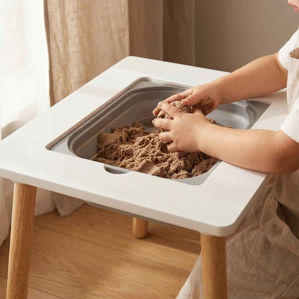 Set masuta si 2 scaune, cu spatiu de activitati, Bear, U-Grow