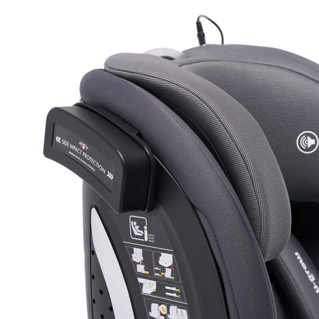 Scaun auto I-size U-Grow Goldfix Plus, isofix, 76-150 cm (9-36 kg), boxa bluetooth, gri