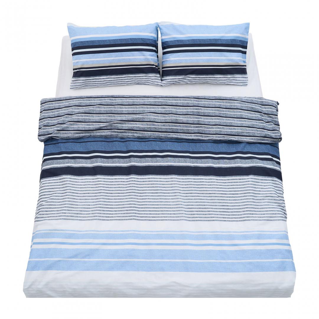 Lenjerie dubla,100% bumbac,4 piese, Azul