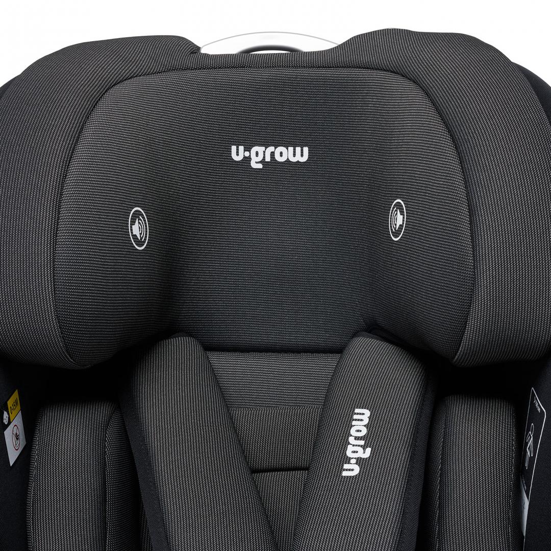 Scaun auto I-size U-Grow Goldfix Plus, isofix, 76-150 cm (9-36 kg), boxa bluetooth , negru