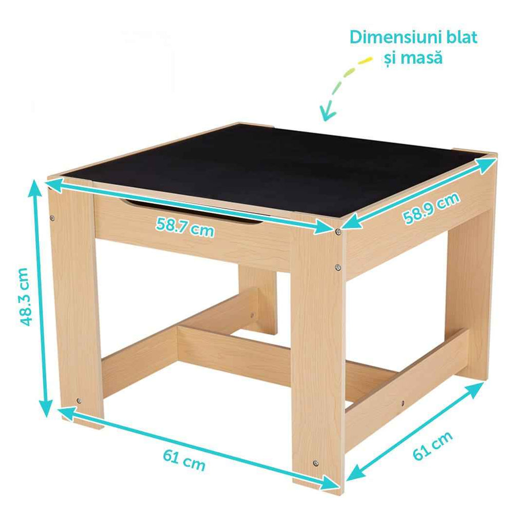 Set masuta si 2 scaune , lemn natur, U-Grow