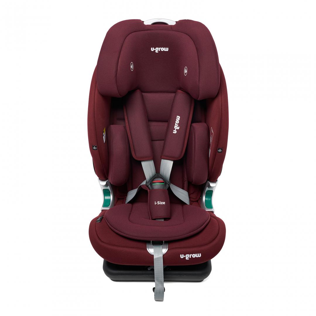 Scaun auto I-size U-Grow Goldfix Plus, isofix, 76-150 cm (9-36 kg), boxa bluetooth, rosu