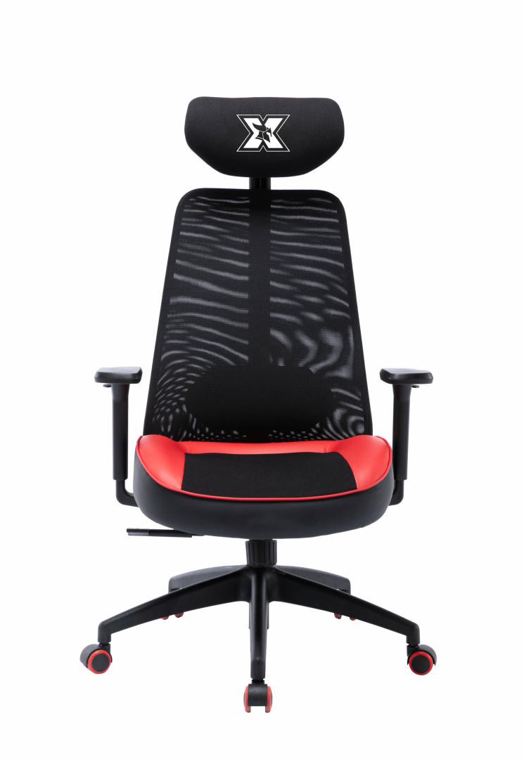 Scaun gaming Serioux Kyrian, adjustabil, piston pe gaz clasa 4, manere 3d, tetiere reglabile, baza stea cu 5 picioare, suporta pana la 150 kg, rosu