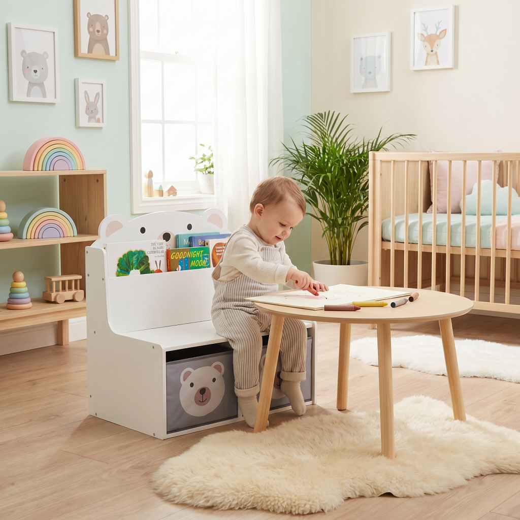 Bancuta cu spatiu de depozitare jucarii si carti Bear, U-Grow