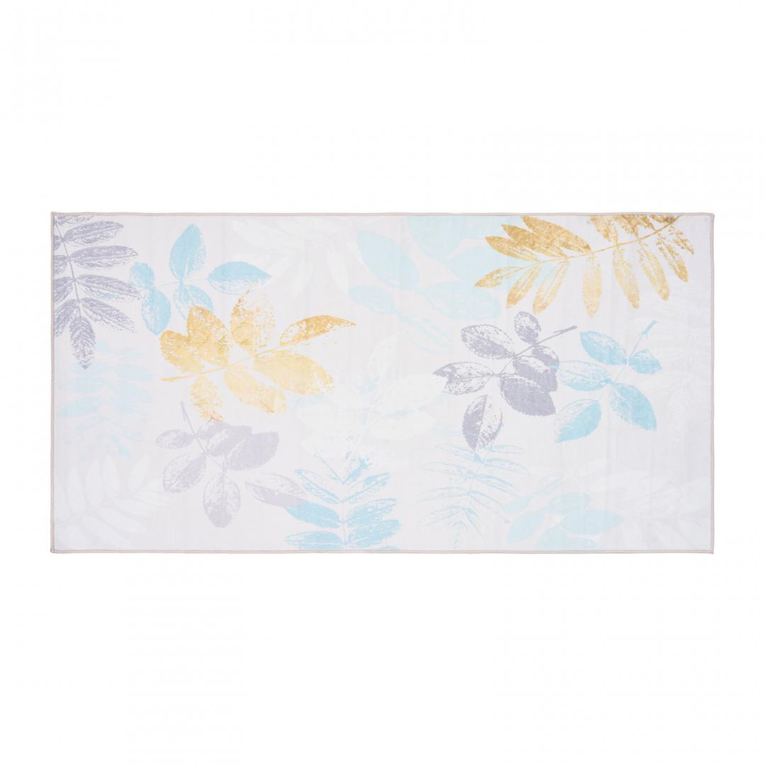 Covor printat, LEAFS 70x140 cm, lavabil cu spate antialunecare, inaltime fir 3mm