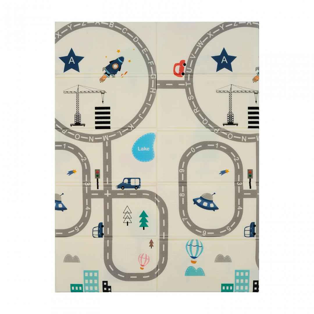 Covor de joaca pentru copii U-Grow, din spuma, pliabil, 2 fete, impermeabil, izolant, 120 x 180 x 1 cm, circuit