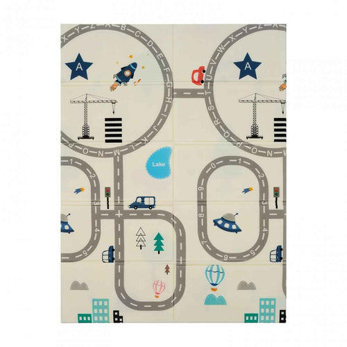 Covor de joaca pentru copii U-Grow, din spuma, pliabil, 2 fete, impermeabil, izolant, 120 x 180 x 1 cm, circuit