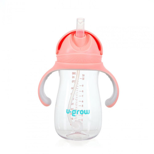 Cana cu pai tritan, roz, 300ml, U-Grow