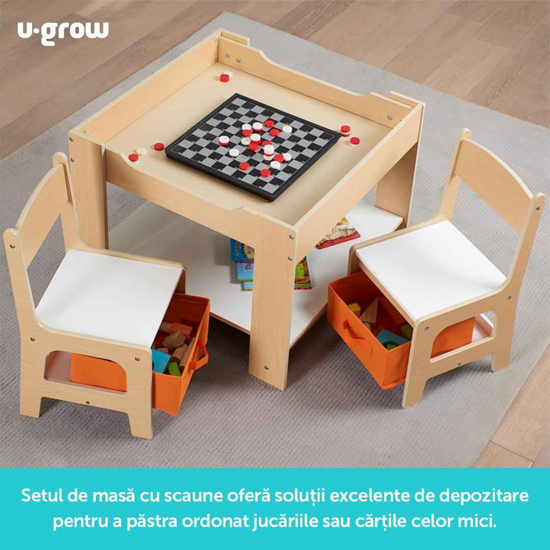 Set masuta si 2 scaune , lemn natur, U-Grow