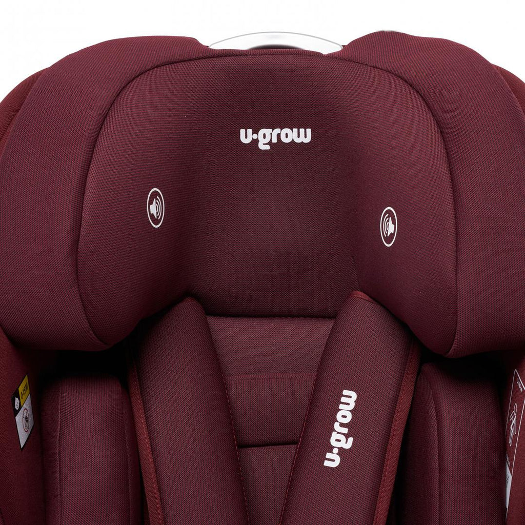 Scaun auto I-size U-Grow Goldfix Plus, isofix, 76-150 cm (9-36 kg), boxa bluetooth, rosu
